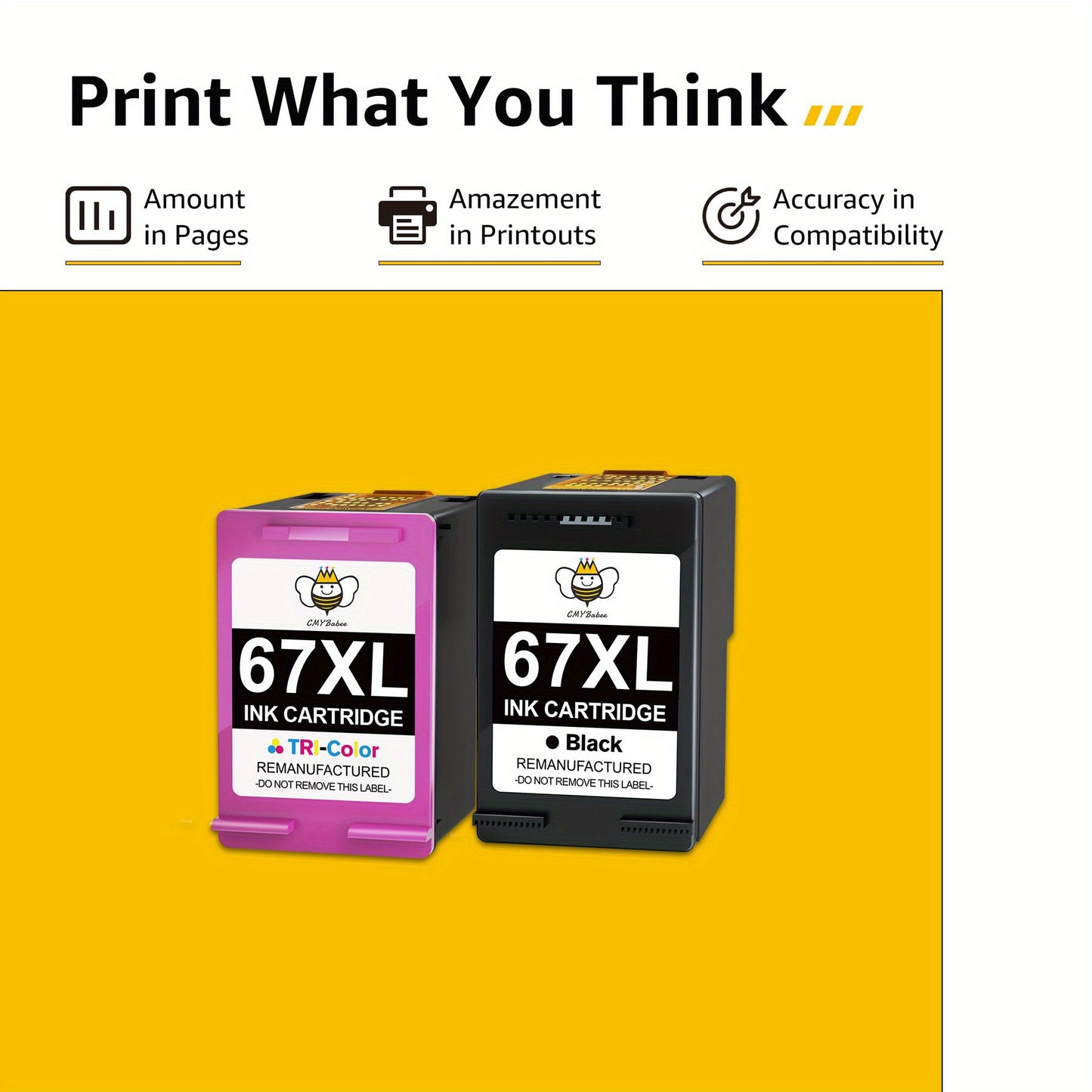 HP 67XL Ink Cartridge Combo Pack (2-Pack) - Black Ink for DeskJet 2724, 2755, 4155, Envy 6455, 6055, 6075