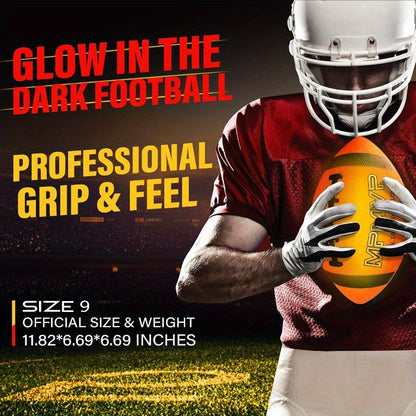 Glow in the Dark Football - Official Size 9, Rechargeable Light-Up Ball for Ages 14-18 - Perfect for Teens, Yard Games and Outdoor Fun