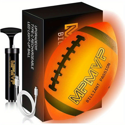 Glow in the Dark Football - Official Size 9, Rechargeable Light-Up Ball for Ages 14-18 - Perfect for Teens, Yard Games and Outdoor Fun