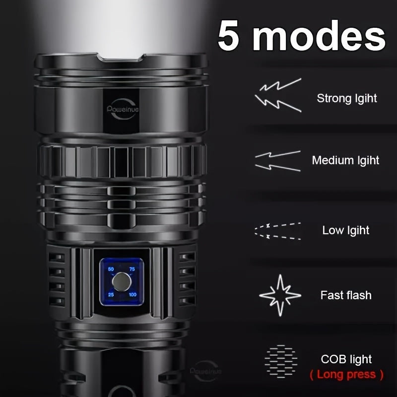 Rechargeable LED Flashlights - 5 Lighting Modes, Long-Lasting Powerful Handheld Light for Emergencies, Camping, Hunting, Inspection, Outdoor Running and Hiking