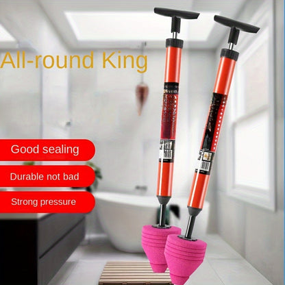 Heavy-Duty Pneumatic Toilet Plunger - High-Pressure Drain Pipe Cleaner with Humanized Pump Design, Rubber Material, Commercial Tool for Toilet, Sink, Pipe Blockage Removal