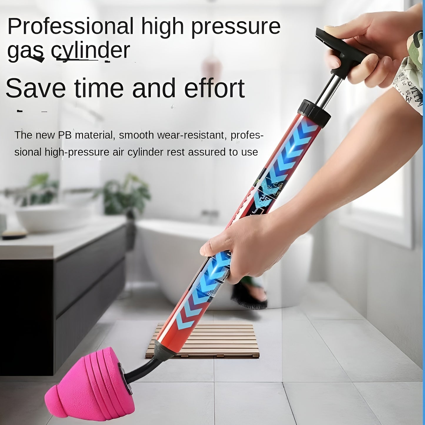 Heavy-Duty Pneumatic Toilet Plunger - High-Pressure Drain Pipe Cleaner with Humanized Pump Design, Rubber Material, Commercial Tool for Toilet, Sink, Pipe Blockage Removal