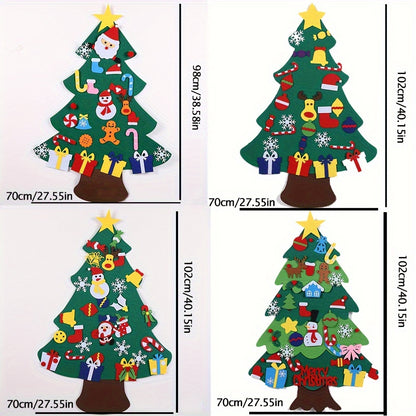 33 Piece DIY Felt Christmas Tree Set – Decorations, Snowman Advent Calendar, Wall Hanging Craft Kit for Home, Christmas Party Supplies and Gift