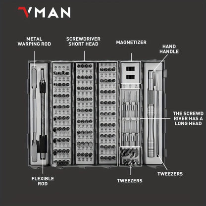 128 Piece Precision Screwdriver Set - S2 Alloy Steel, Magnetized Drill Bits, Space-Saving Roll-Up Box, Professional Tool Kit for Phones, Tablets, Laptops, Xbox