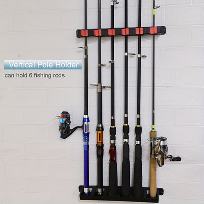 Easy-Install Black ABS Fishing Rod Holder - Wall Mounted with High-Density Foam Grip for Garage and Sports Equipment Storage