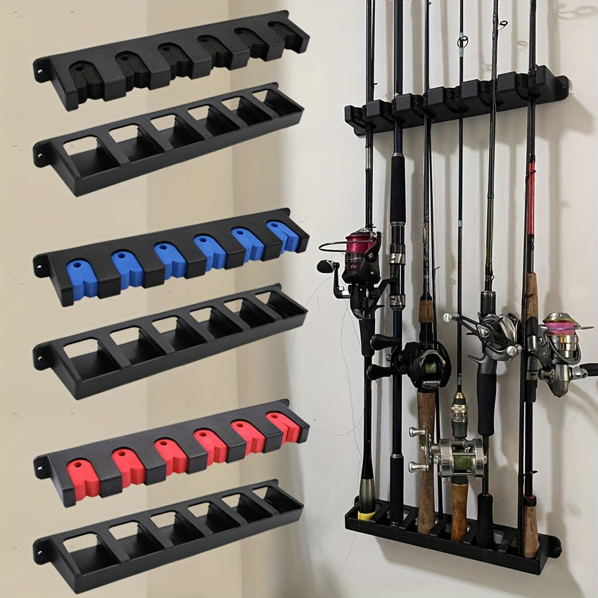 Easy-Install Black ABS Fishing Rod Holder - Wall Mounted with High-Density Foam Grip for Garage and Sports Equipment Storage