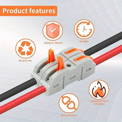 50 Pack Orange Compact Wire Connectors, 1-Conductor Inline Splicing Connectors for 24-12 AWG Circuits