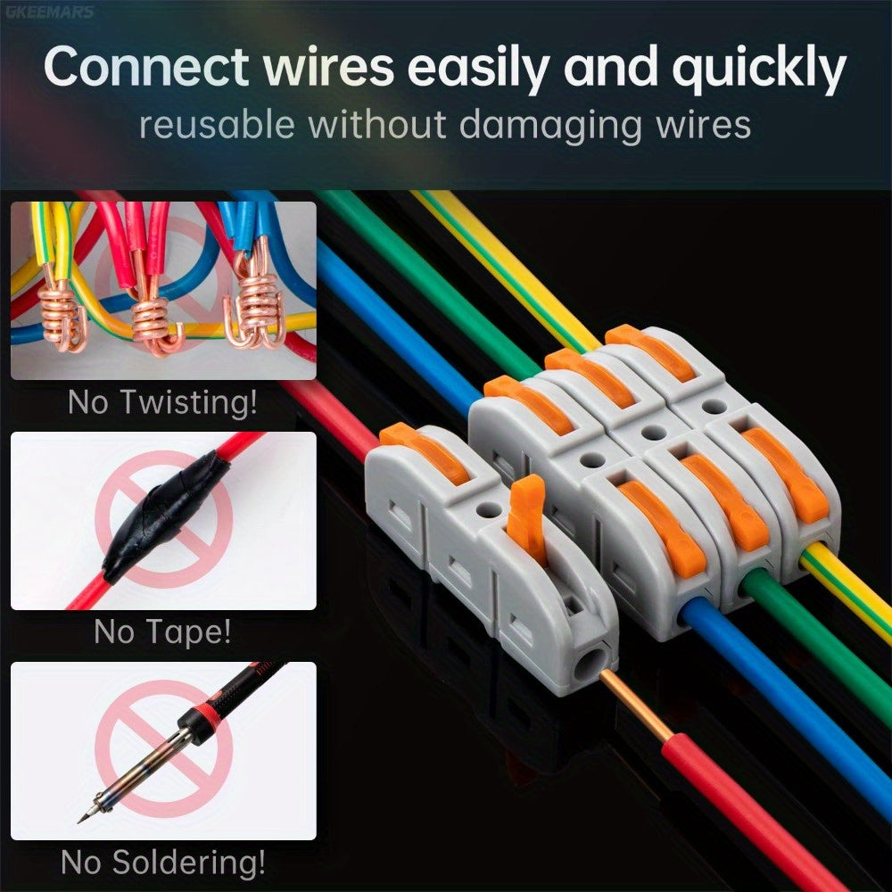 50 Pack Orange Compact Wire Connectors, 1-Conductor Inline Splicing Connectors for 24-12 AWG Circuits