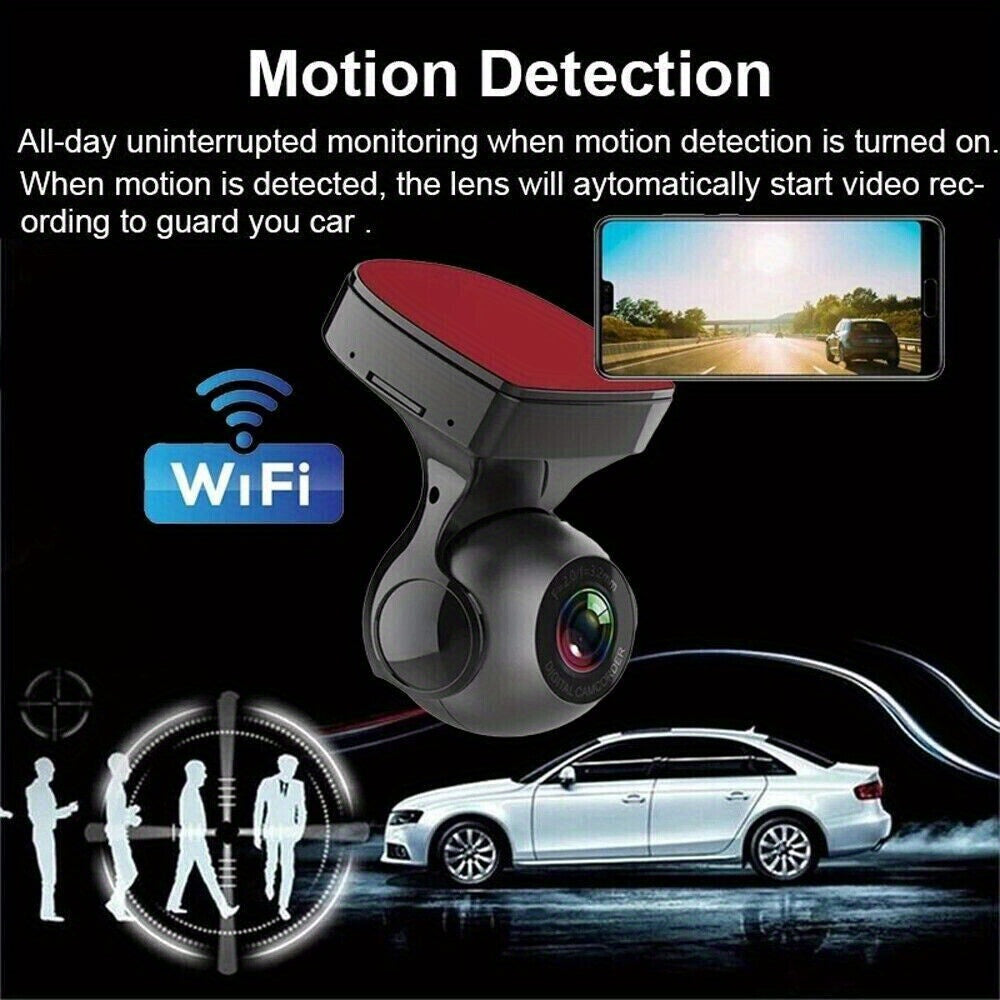 170° WiFi Dash Cam Recorder - HD 1080P Car Camera DVR with G-Sensor for Vehicle Video Recording