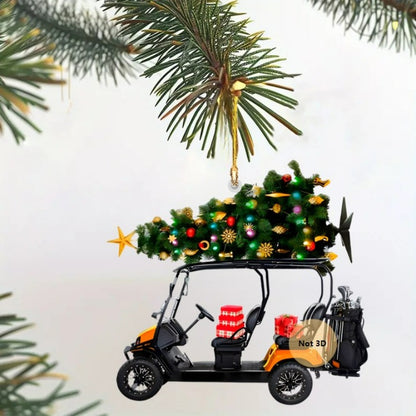 Golf Cart Christmas Ornament - 2D Acrylic, Festive Holiday Decor for Golf Enthusiasts