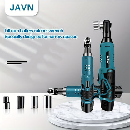 JAVN 12V Cordless Electric Wrench – 45NM 3/8'' Ratchet Wrench for Car Repair, Screw and Nut Removal – Right Angle Power Tool