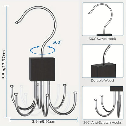 Space-Saving 360° Rotating Belt Hanger – Durable Metal Organizer for Belts, Scarves, Ties and More – Ideal for Closet, Wardrobe, Home and Dorm Storage