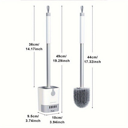 Toilet Brush with Holder Set – Wall Mounted Long Handle Cleaning Brush, Flexible Design for No Dead Corners, Ideal Bathroom Cleaning Tool