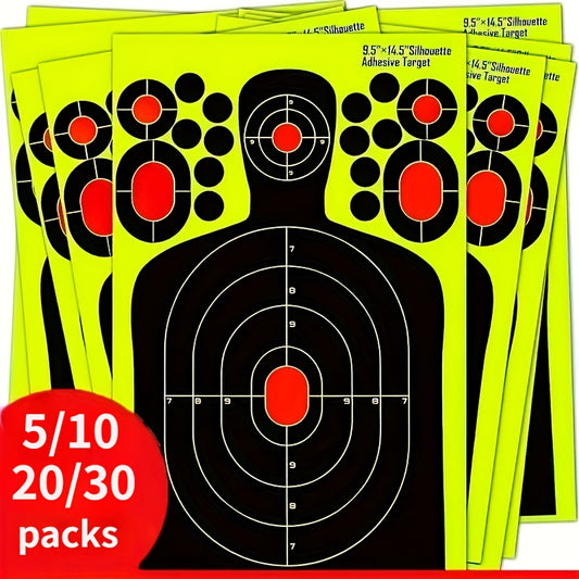 Human Body Shape Reactive Targets - 14.5 Inch Splatter Glow Fluorescent Paper for Accurate Range Training, 5/10/20pcs Pack, Durable Shooting Practice Accessories for Marksmen