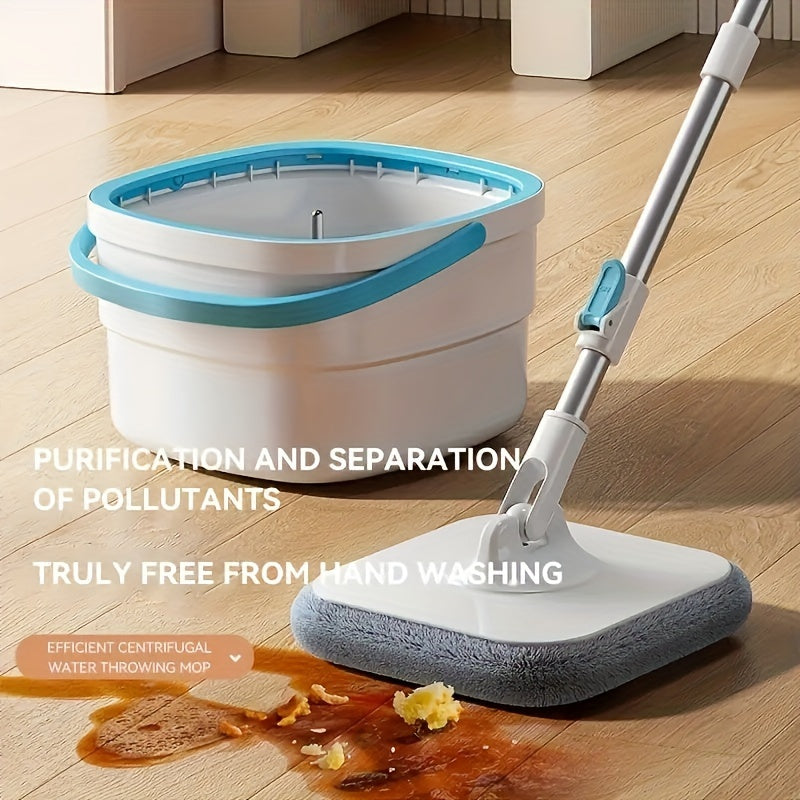 Household Spin Mop and Bucket Set with 4 Mop Cloths – Rotating, Hands-Free Wash Mop for Dry and Wet Use – Ideal for Home, Kitchen, Bathroom Cleaning Supplies