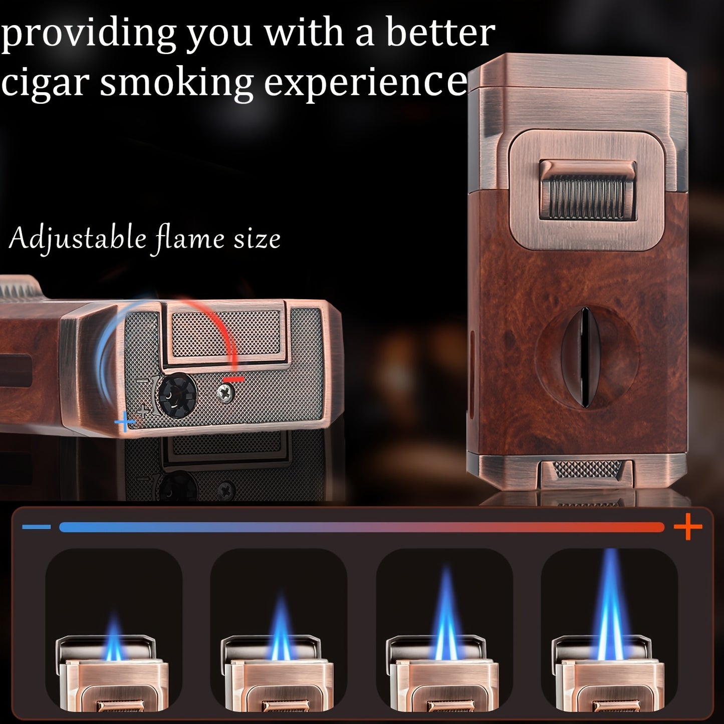 Double Windproof Jet Flame Torch Lighter with V-Shaped Knife - Built-in Holder, Visible Air Window, Clipper for Candles and Outdoor Use, Cool Cigarette Accessory Gift (No Butane)