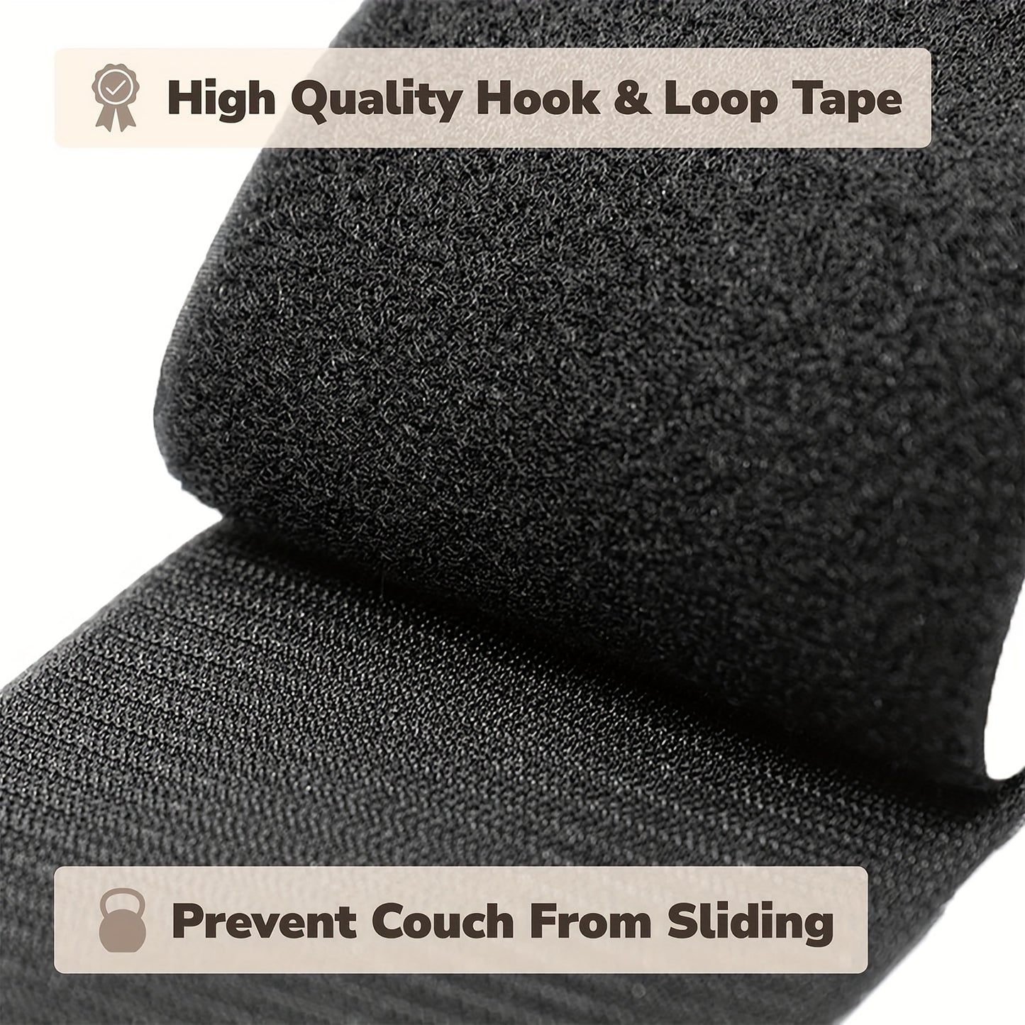 2 Rolls Heavy-Duty Non-Slip Couch Cushion Grip Tape - 4in x 6.5FT Adhesive Strips for Fabric and Patio Cushions - Hook and Loop Design, Durable, Reusable, Easy to Install and Clean