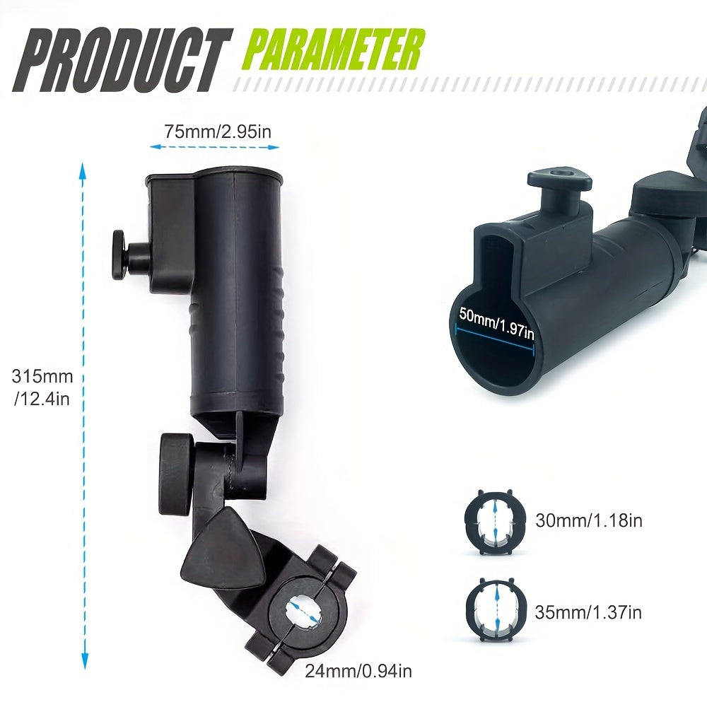 Adjustable Golf Bag Umbrella Holder - Trolley and Bike Compatible, Sawtooth Design for Secure Grip, Reinforced Material, Essential Golf Supplies