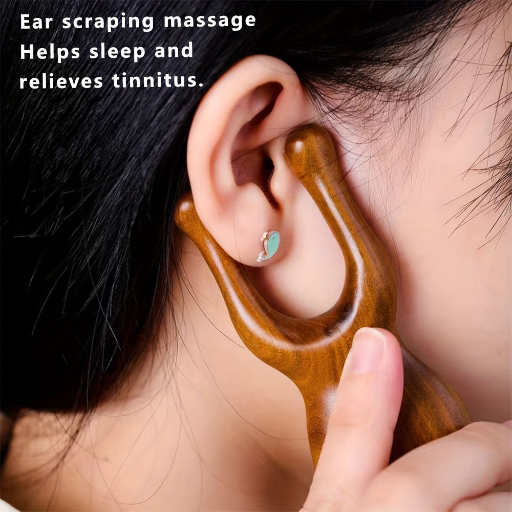 Wooden Nasal Massager - Natural Sandalwood 3D Massage Comb, Head and Ear Rub, Facial Acupoint Tool for Eye Fatigue Relief