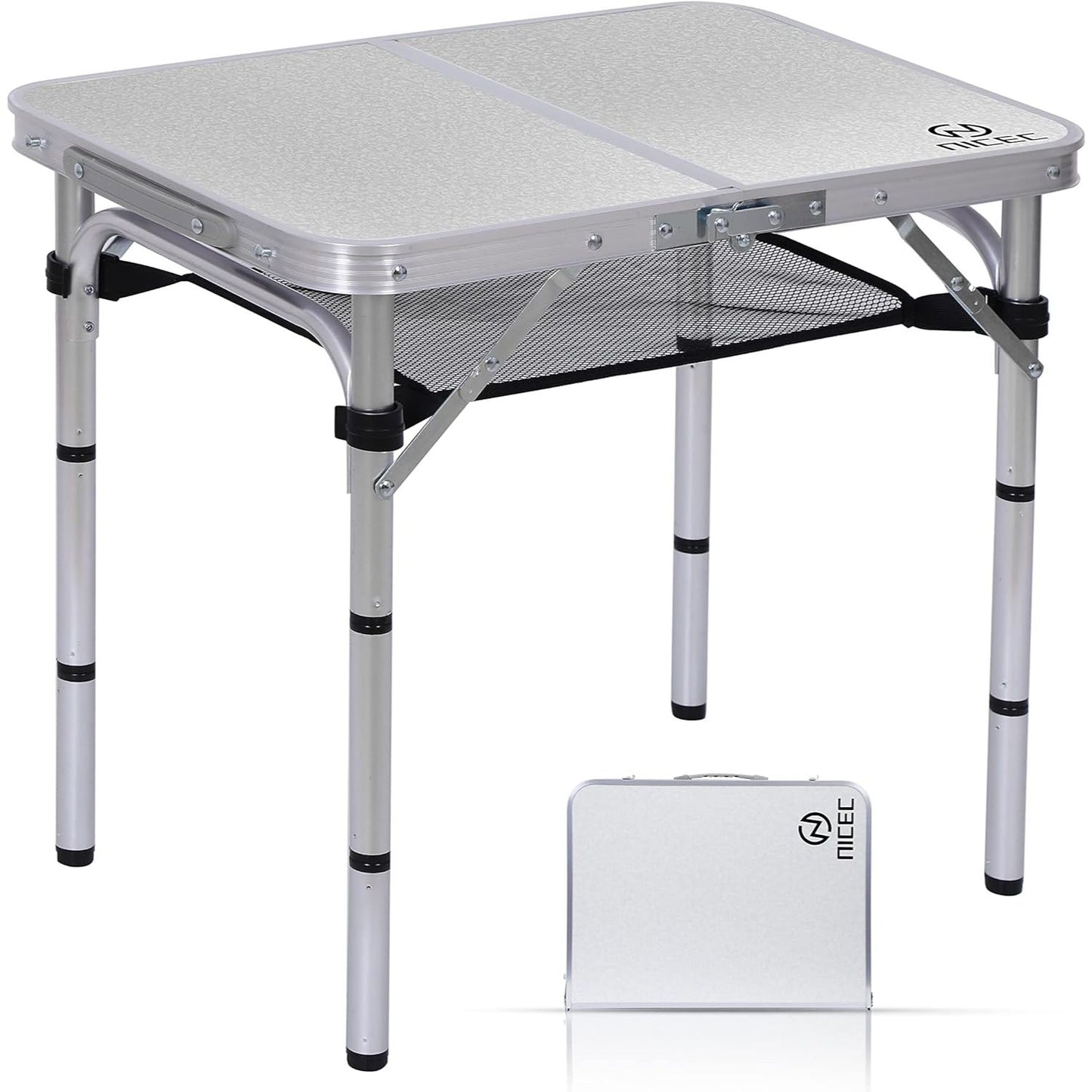 Versatile Adjustable Height Lightweight Aluminum Folding Table with Carry Handle - Ideal for Indoor, Outdoor, Camping, Beach, and Office Use