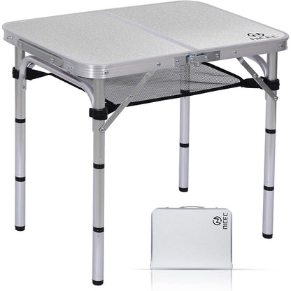 Versatile Adjustable Height Lightweight Aluminum Folding Table with Carry Handle - Ideal for Indoor, Outdoor, Camping, Beach, and Office Use