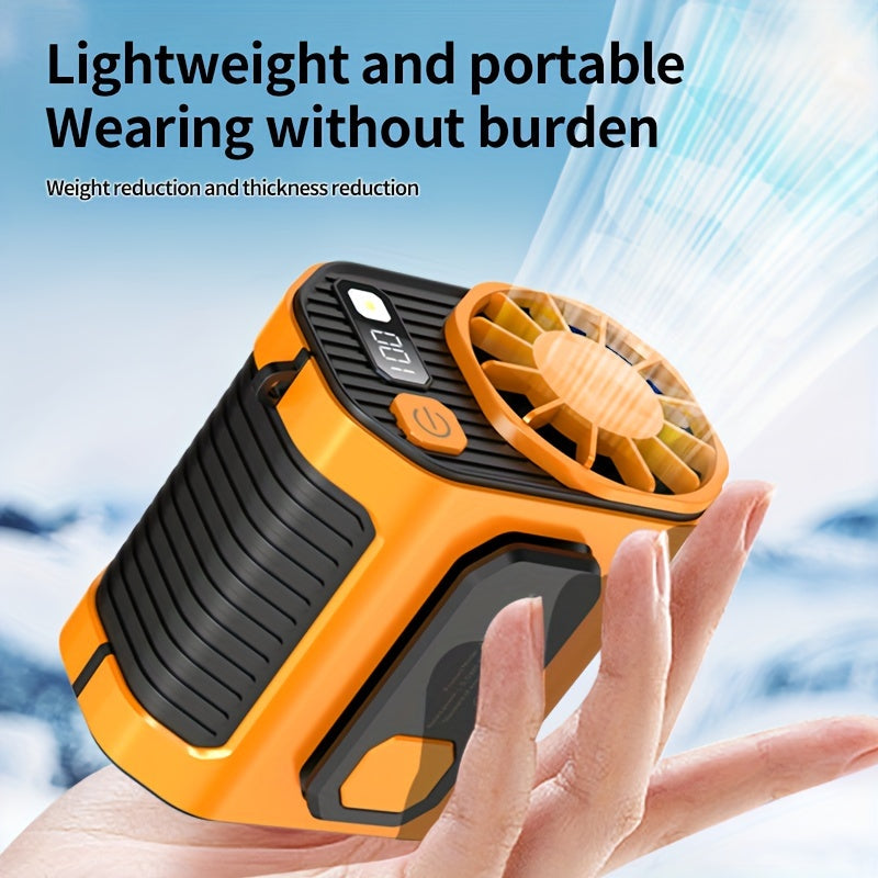 Cresee 5000mAh Portable Waist Clip Fan – Super Long Standby, Built-In Flashlight – Rechargeable, Wearable Body Belt Fan for Work, Hiking, Fishing, and Camping