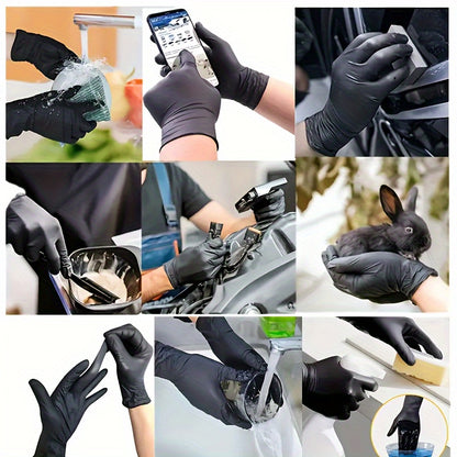 50/100pcs Disposable Nitrile Gloves – Durable Waterproof Cleaning Gloves for Kitchens, Tattooing, Hair Dyeing, Pets, and Beauty Salons