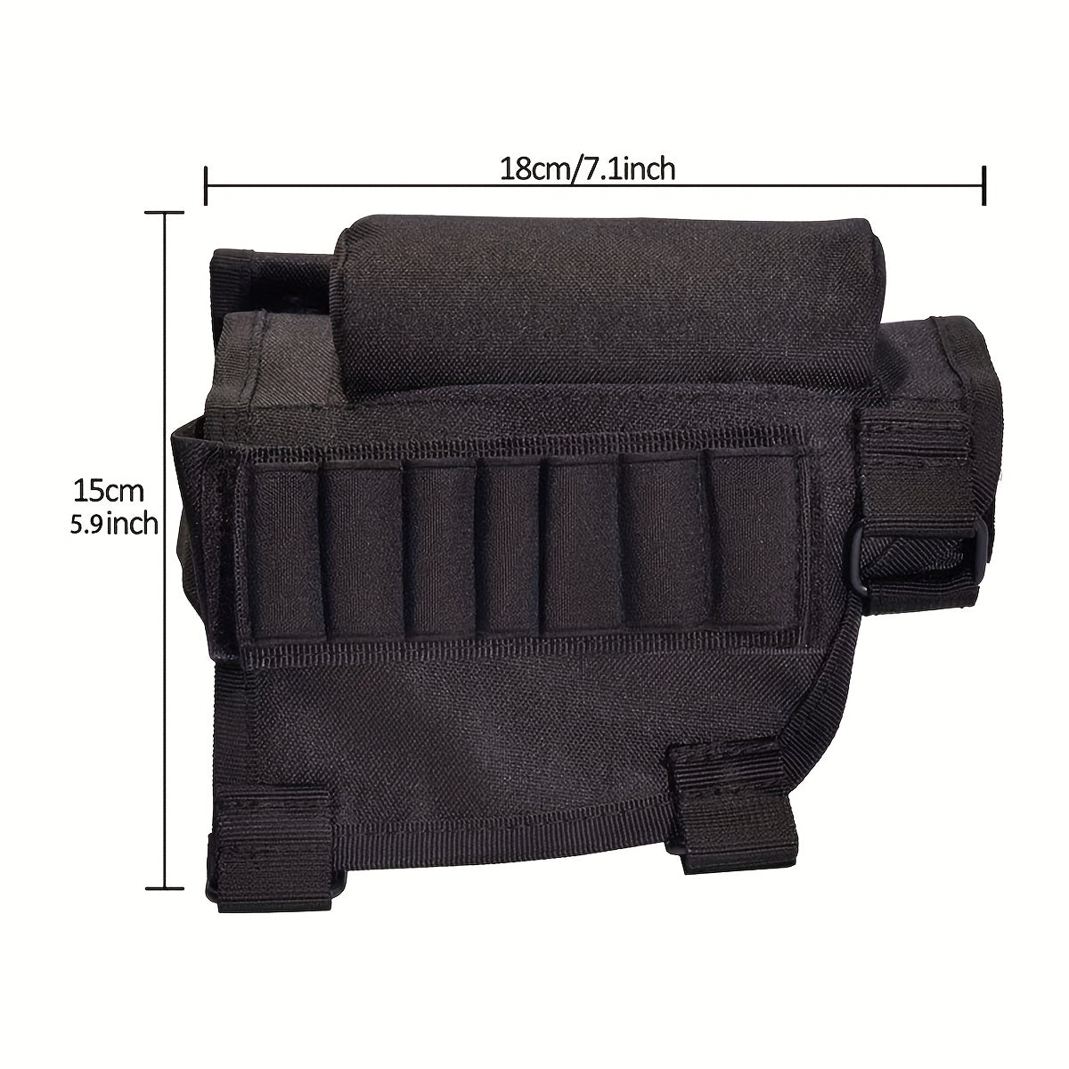 Tactical Rifle Shotgun Cheek Rest with Ammo Carrier – Adjustable Stock Pouch with Removable Pads, 8-Round Bullet Holders for .223/.308/30-06/303/7.62mm – Oxford Cloth, Buckle Closure, 16 Grid Shell Capacity