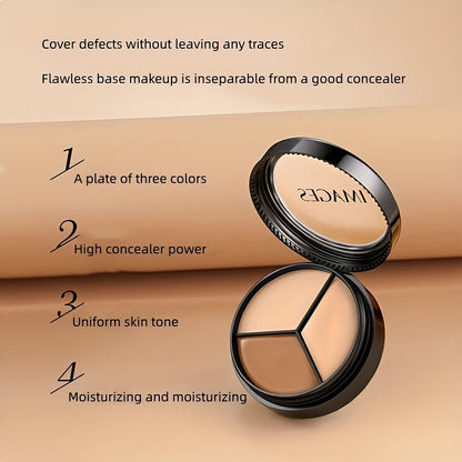 Three-Color Concealer Contour Cream – Covers Spots, Acne Marks, Dark Circles, and Gaps, Contouring Foundation Pen with Plant Squalane