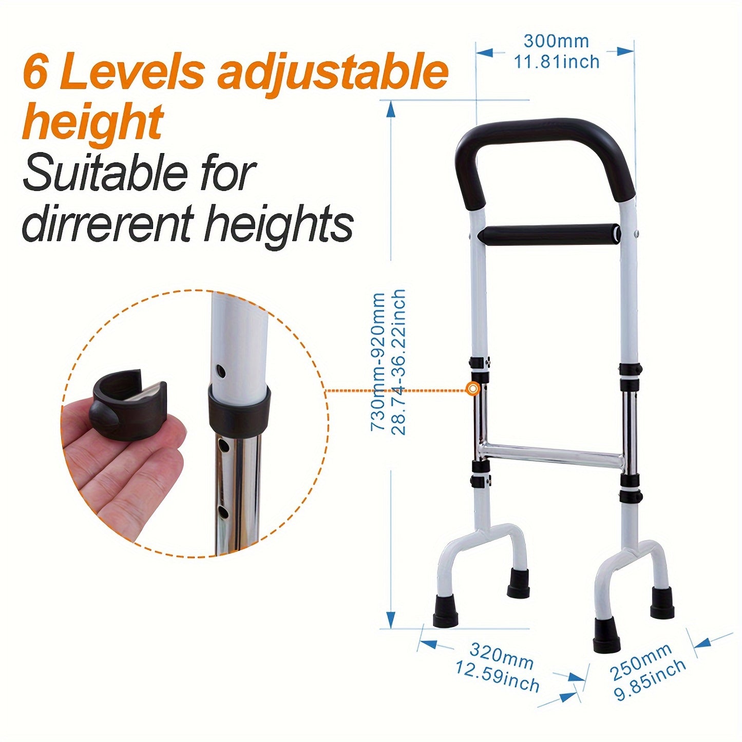 Elderly Bedside Wake-Up Helper – No-Drill Bed Rail Handle with Storage Bag for Bathroom and Getting Up Assistance