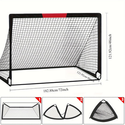 2pcs 6x4 Ft Portable Soccer Goals Set for Backyard - Stainless Steel Frame, Includes Ball, Cones, Pump & Carry Bag - Ideal for Youth & Family Training