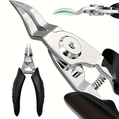 Large-Sized Curved Nail Clippers Pro - Stainless Steel Toenail Trimmer for Ingrown, Thick, Hard Nails - Easy Grip Handle and Precise Cutting Edge for Safe Trimming