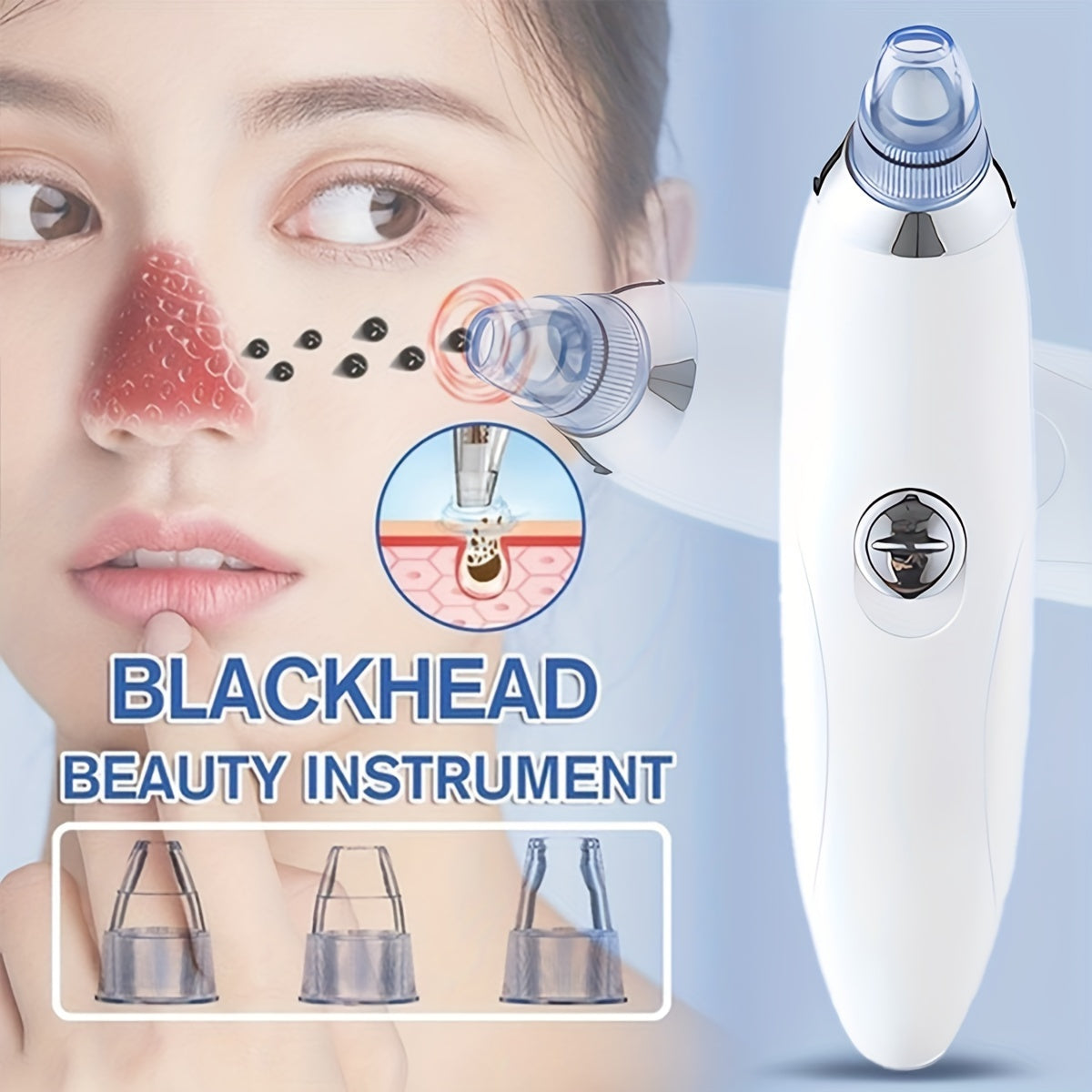 Professional Blackhead Vacuum Remover Tool – Deep Facial Pore Cleaning with 4 Interchangeable Probes – Gentle, Safe, Portable for Home or Travel