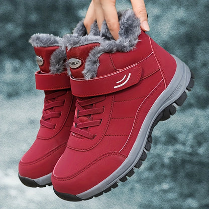 Fur Lined Women's Waterproof Snow Boots - Lightweight Ankle Boot with Anti-Slip Sole for Winter Outdoor Sports