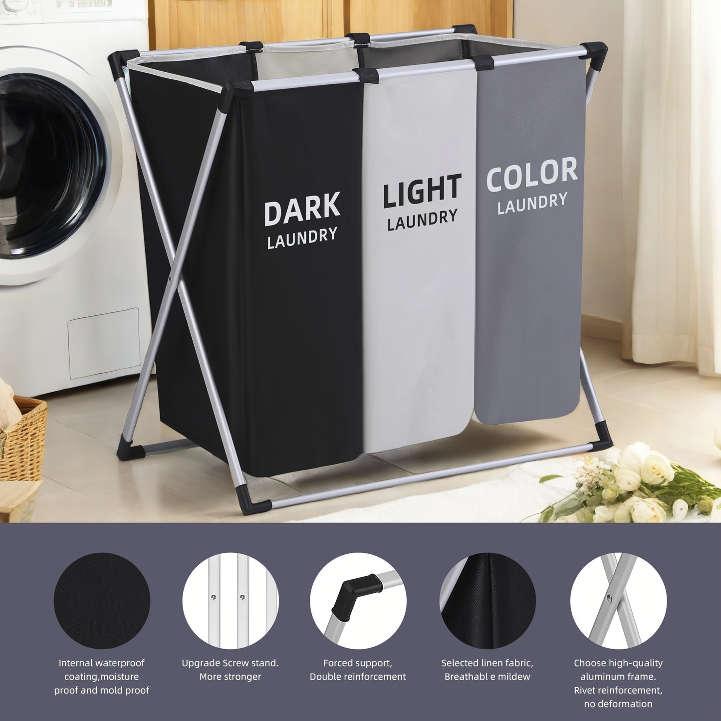 Large Laundry Basket - Durable Hamper for Dirty Clothes Storage - Ideal for Home and College Dorms