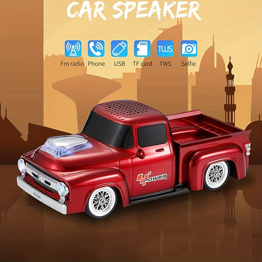 Vintage Pickup Truck Bluetooth Speaker - Dual High-Fidelity Sound, Portable Surround Sound, Supports TF Card and FM Radio - Ideal for Outdoor Use