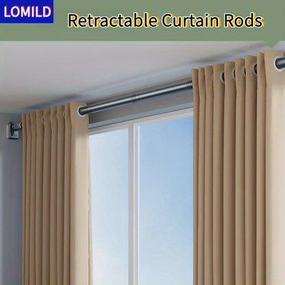 Multi-Purpose Stainless Steel Telescopic Curtain Rod – Spring Tension, Adjustable, Non-Punching for Bedroom, Bathroom, Wardrobe, Balcony – Space-Saving for Curtains, Towels, Clothes