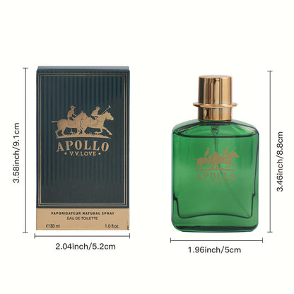 Apollo Men's Chypre Woody Cologne 1.01oz - Long-Lasting Pine, Leather and Patchouli Scent, Alcoholic Spray for Day and Night Use