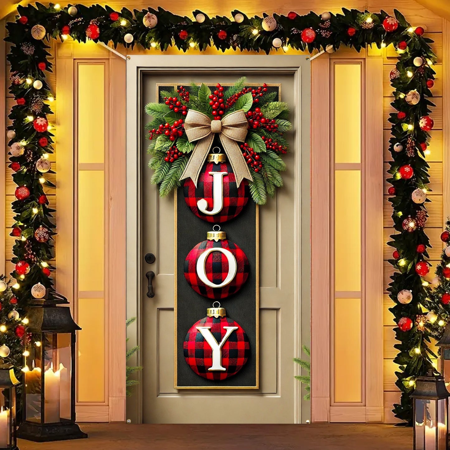 Christmas Joy Banner - Polyester 'JOY' Flag for Entryway, Holiday Wall Hanging Decor, 70x35 inches, No Electricity Required, Pack of 1