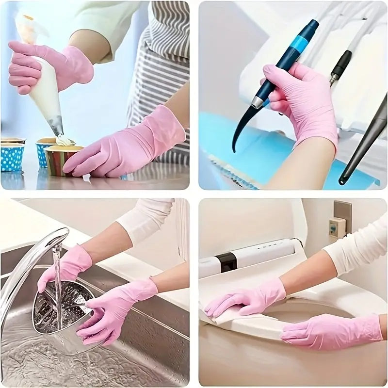 100pc Disposable Nitrile Gloves: 3-Mil Latex-Free for Tattoo, Nail, Hair Salon and Cleaning Use