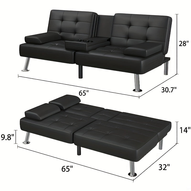 Convertible Upholstered Reclining Sofa with Cup Holder – Stylish and Comfortable Seating Solution