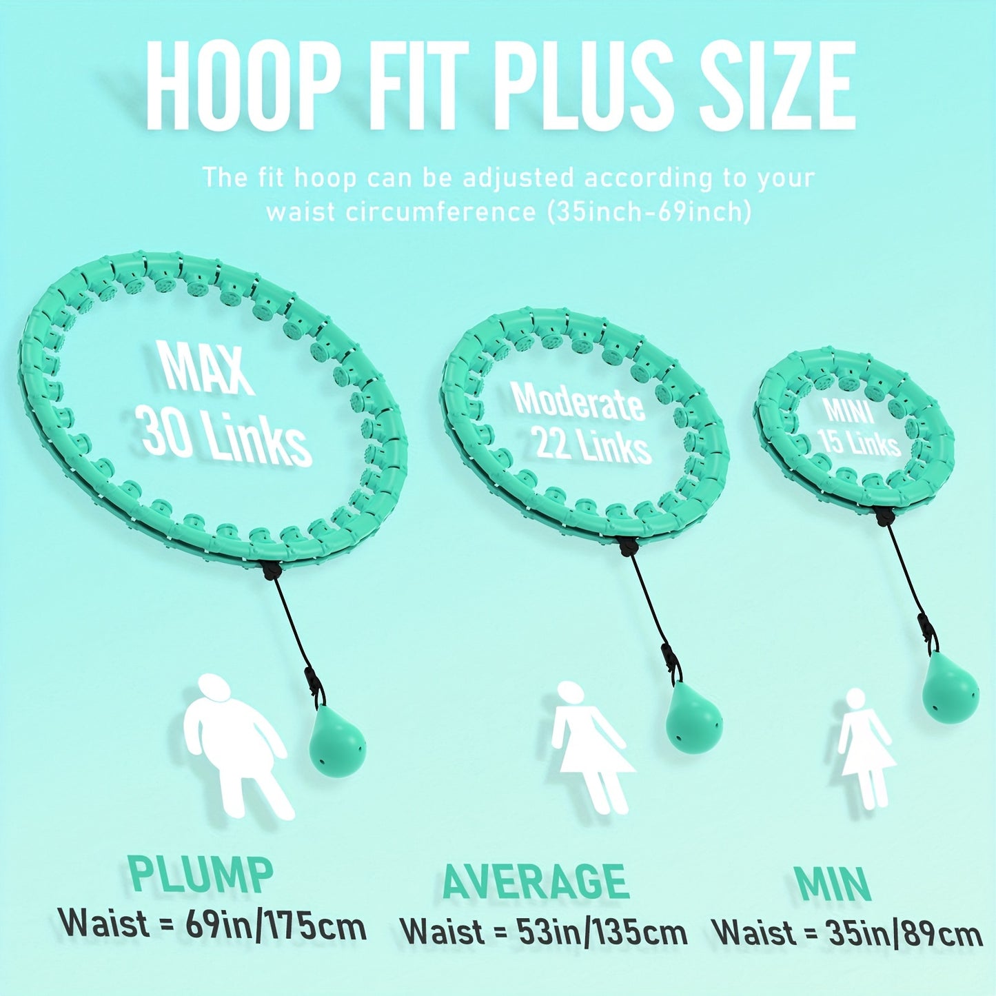 175cm (69inch) Smart Weighted Pilates Circle - Workout Fitness Hoop with 30 Detachable Links for Indoor and Outdoor Exercise, Effective Toning and Strengthening