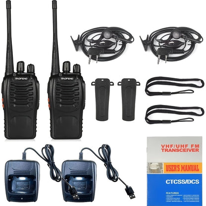 2PCS BAOFENG BF-888S UHF 400-480MHz Handheld Two-Way Radio - Portable Walkie Talkies for Hiking, Biking, Camping