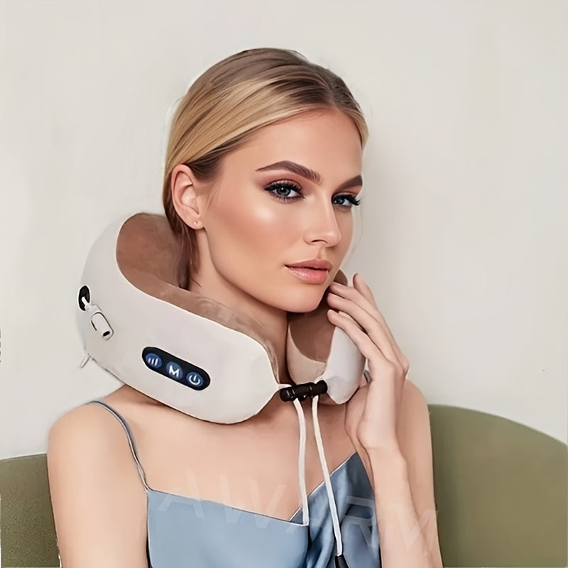 Electric Neck Massager – U Shaped Massage Pillow with Durable Memory Sponge and Heat for Cervical and Neck Relief