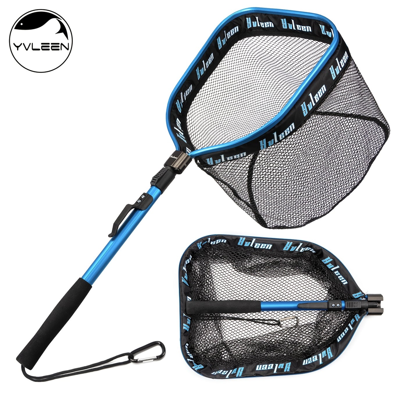 YVLEEN Premium Floating Fishing Net – Rapid Fold, Rubber Coated Mesh for Safe Catch and Release – Ideal for Freshwater and Saltwater Fishing