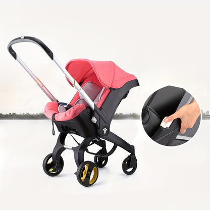 4-in-1 Baby Stroller – Adjustable Pushchair with Canopy, Compact Foldable Infant Carriage, 39” Height, 23.6” Depth, 17.3” Width, Comfortable Pram for Travel & Outdoor Use, Perfect Halloween & Christmas Gift