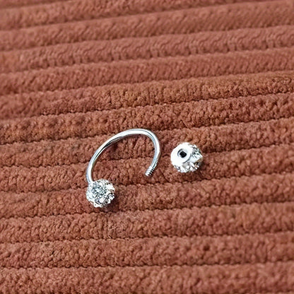 Set of 3 Stainless Steel C-Shaped Drill Ball Earrings and Ear Bone Studs for Women