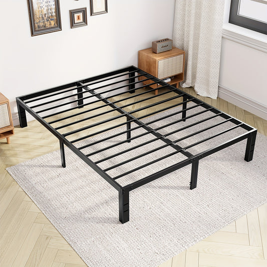 Bed Frame - Metal Platform Bed with Steel Slat Support, 4 Sizes, No Box Spring Needed, Storage Space Under Frame, Easy Assembly, Black