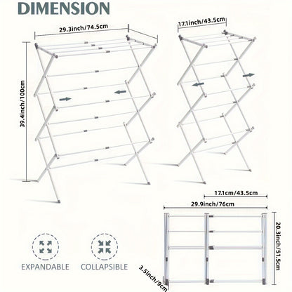 Foldable Expandable Metal Clothes Drying Rack – Collapsible Indoor/Outdoor Laundry Rack for Clothes, Towels, and More