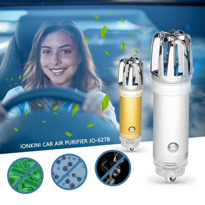 Compact Car Air Purifier Ionizer – Eliminates Smoke Smell, PM2.5, Pollen, Bacteria, Bad Odors – 12V Plug-In – RV Auto Decoration and Car Interior Accessory – Fresh Air Solution for Healthier Breathing